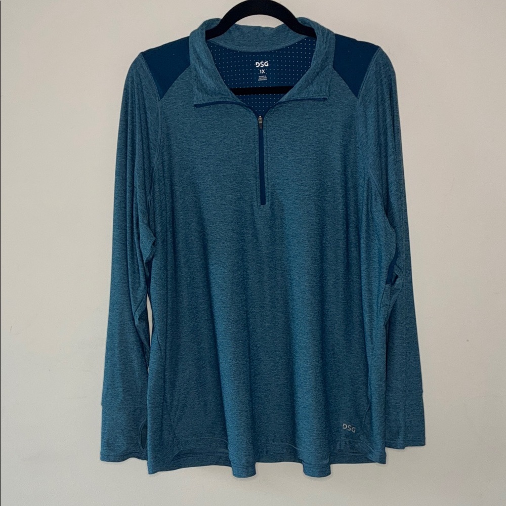DSG Blue Quarter-Zip Athletic Pullover Size 1X-L